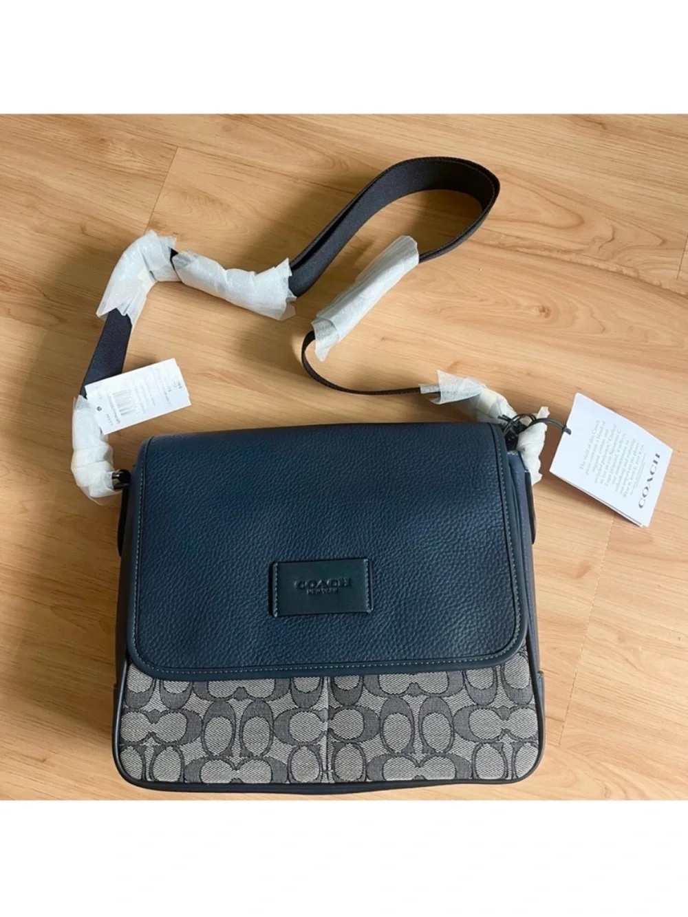 Coach Unisex Sprint Map Signature Jacquard Leather Bag Navy Blue Midnight CE534